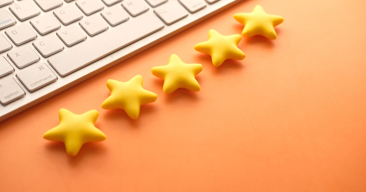 review stars next to keyboard